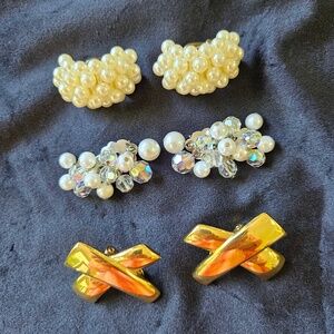 3 pair of clip-on earrings